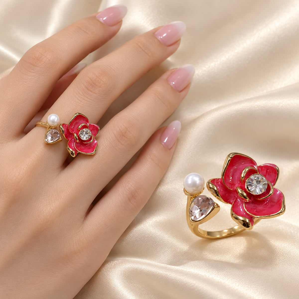 Bloom Pearl Ring (Red)