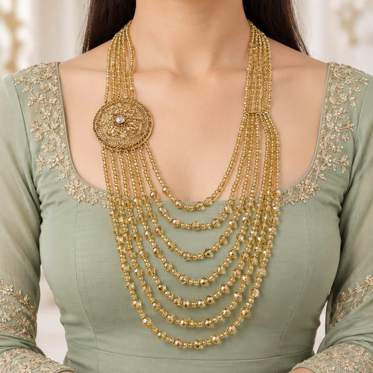 Layer Beaded Mala-11 (Golden)