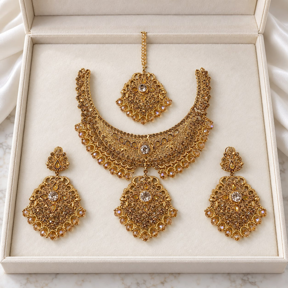 Rajwadi Necklace Set-07 (Golden)