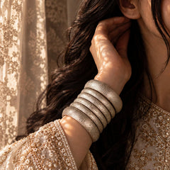 Chunky Bangles-102 (Silver Glitter Bangles)
