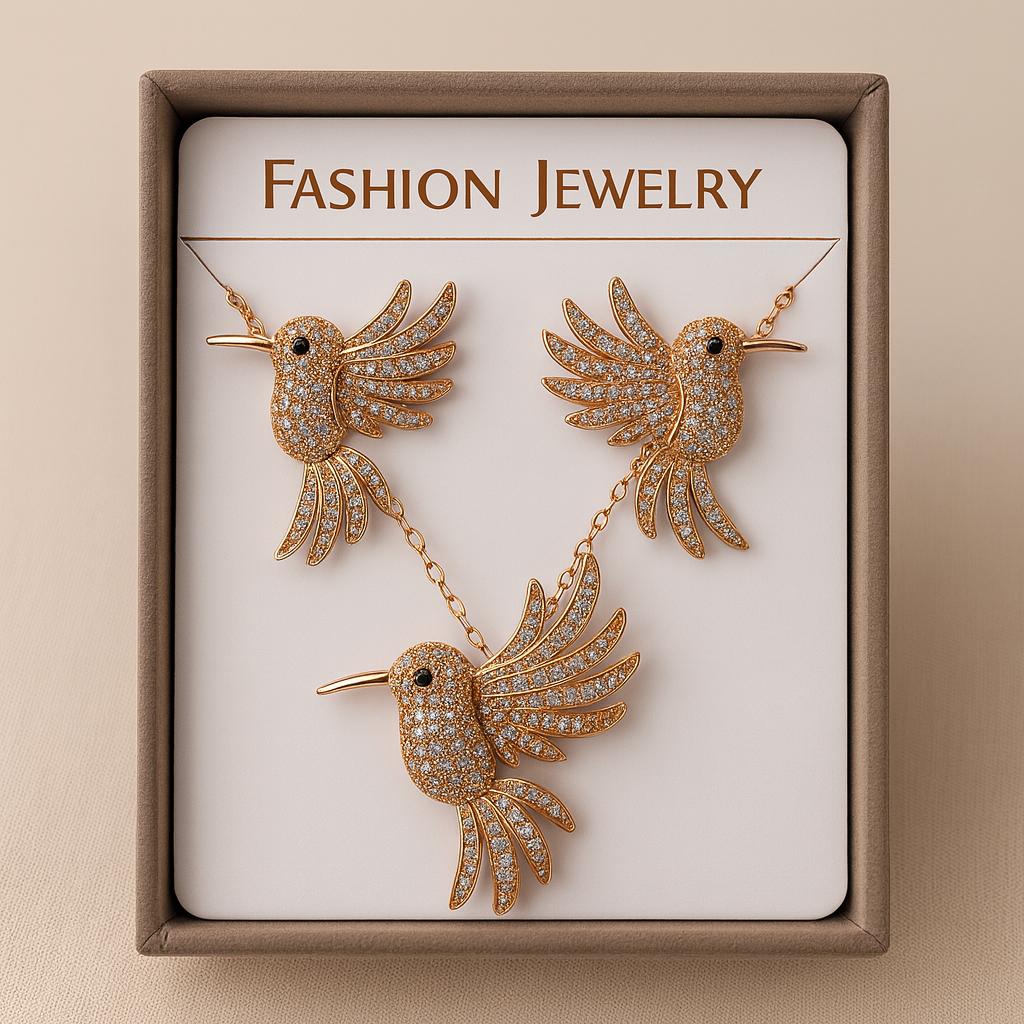 Zircon Locket Set-60 (Golden) (Bird)