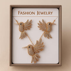 Zircon Locket Set-60 (Golden) (Bird)