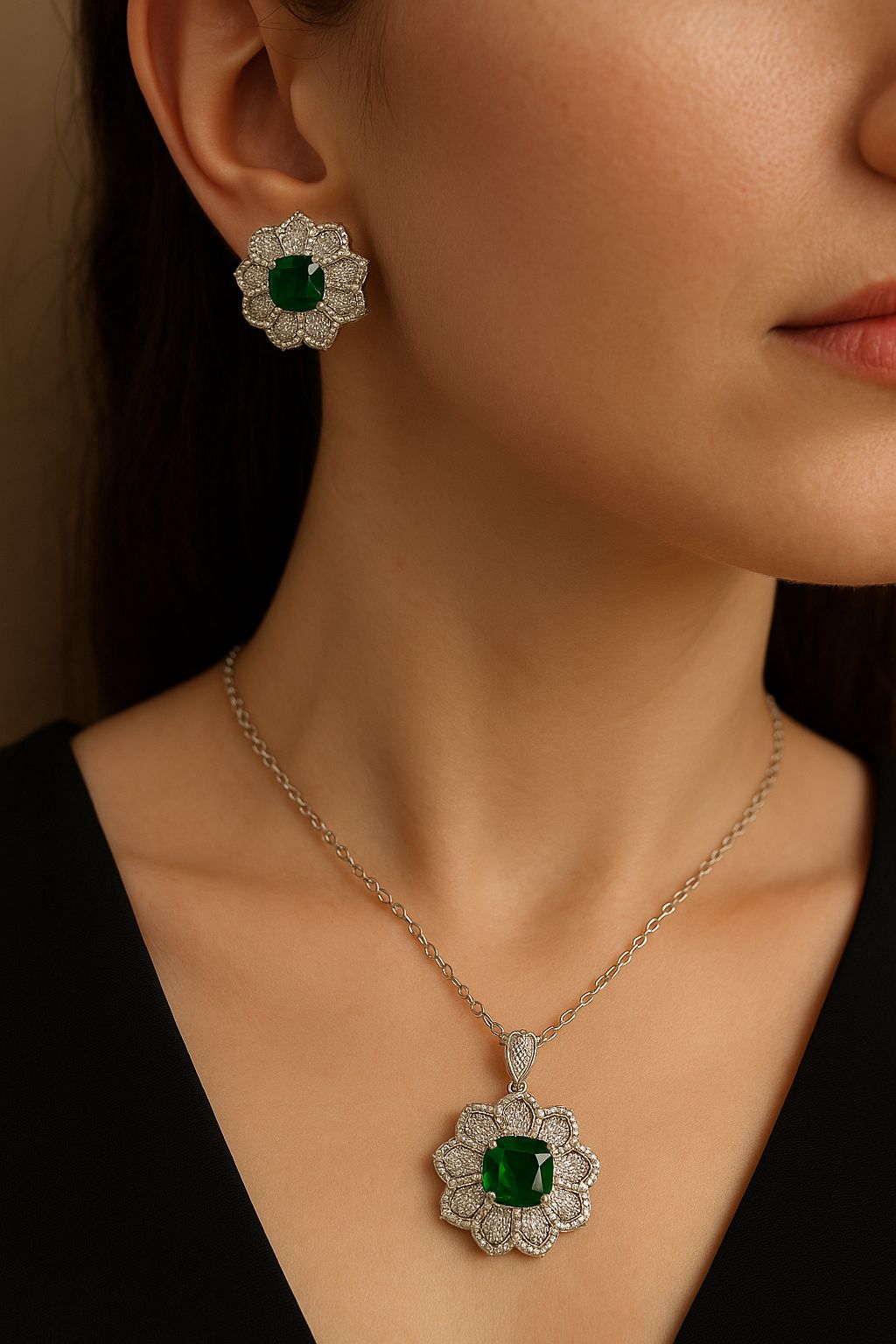 Zircon Locket Set-58 (Green)