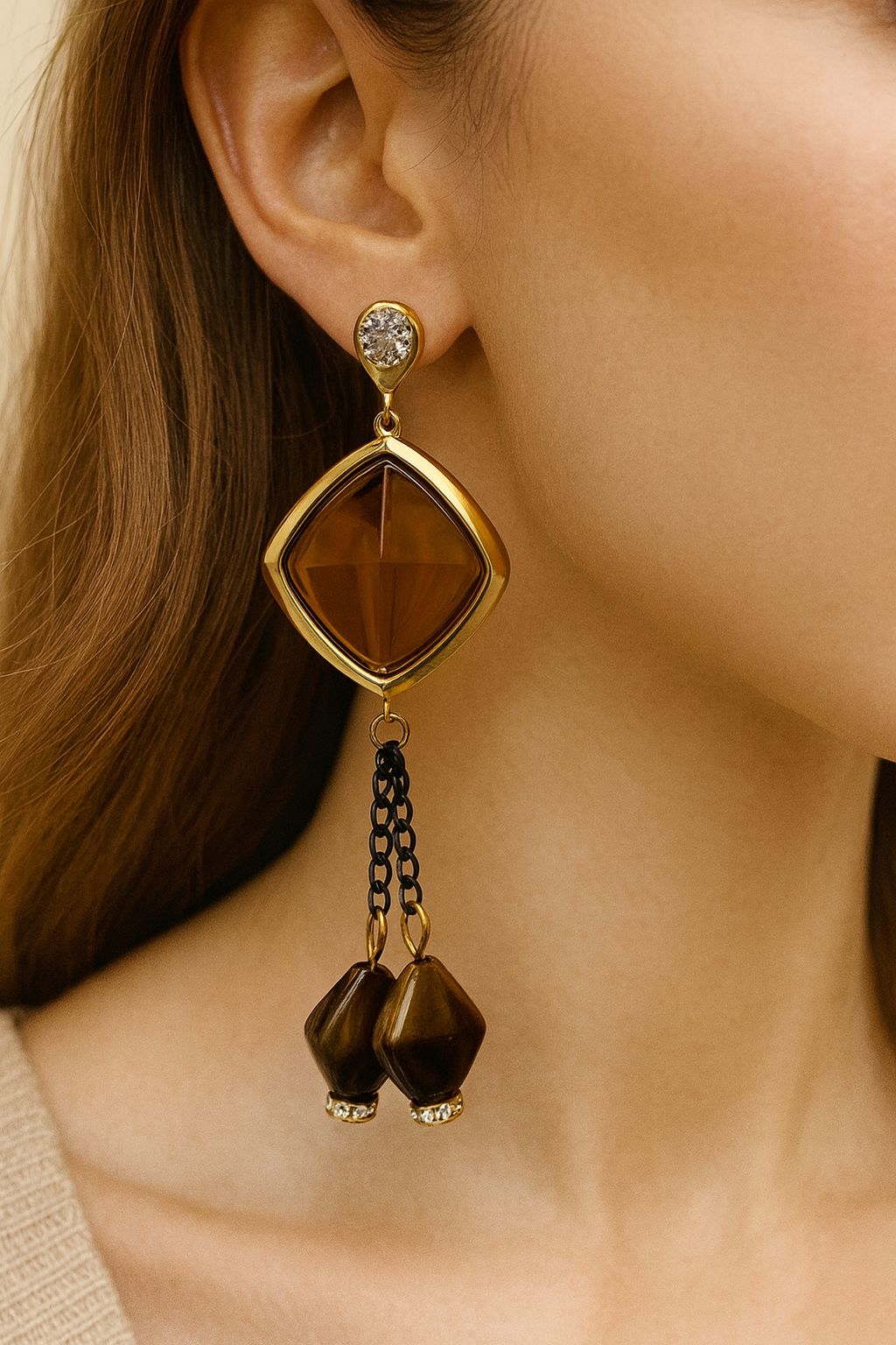 Fancy Earring-369 (Brown)
