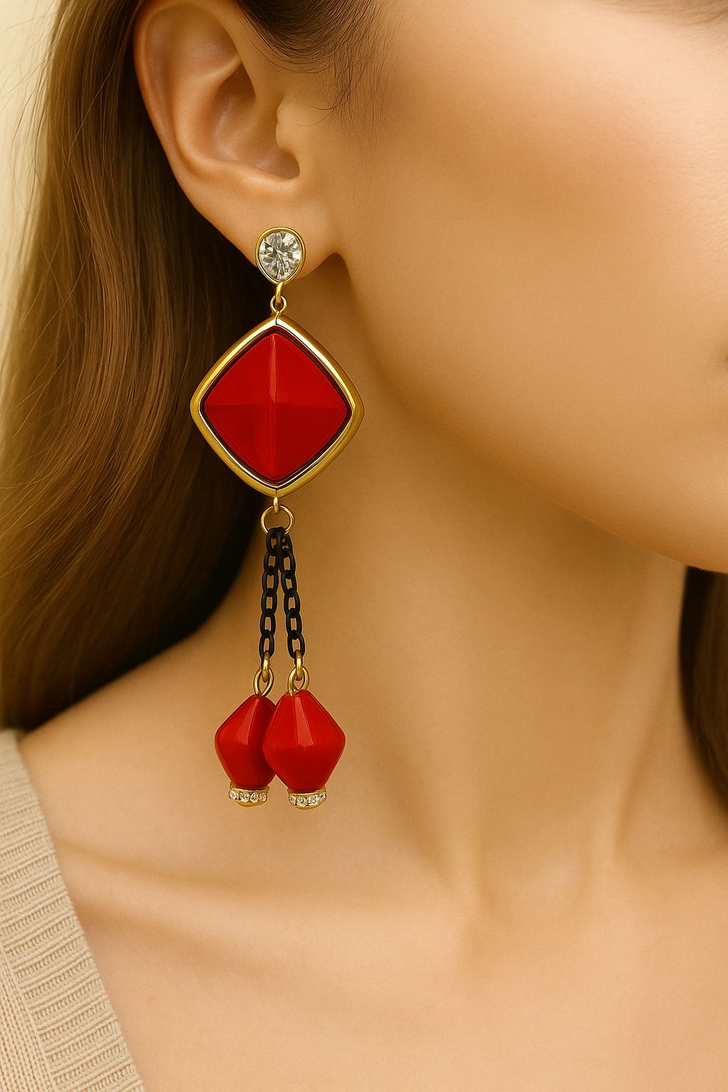 Fancy Earring-369 (Maroon)