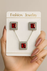 Zircon Locket Set-61 (Maroon)
