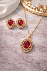 Zircon Locket Set-166 (Golden) (Maroon)