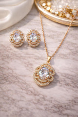 Zircon Locket Set-166 (Golden) (White)
