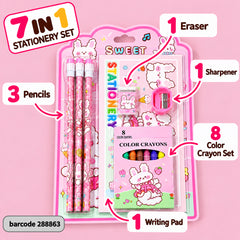 Cute Bunny 7 in 1 Stationery Set
