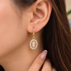 Zircon Hoop Earring-293 (Golden)