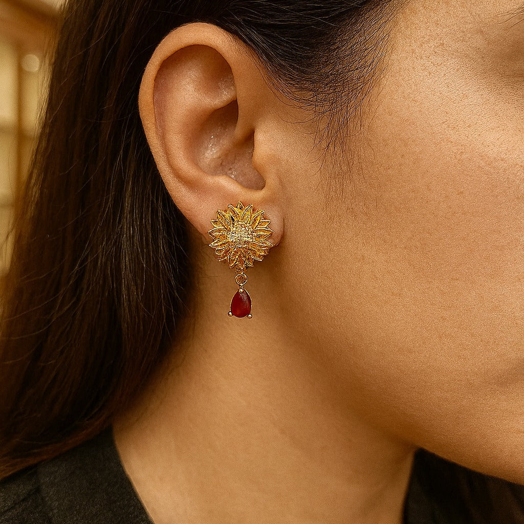 Zircon Earring-115 (Maroon)