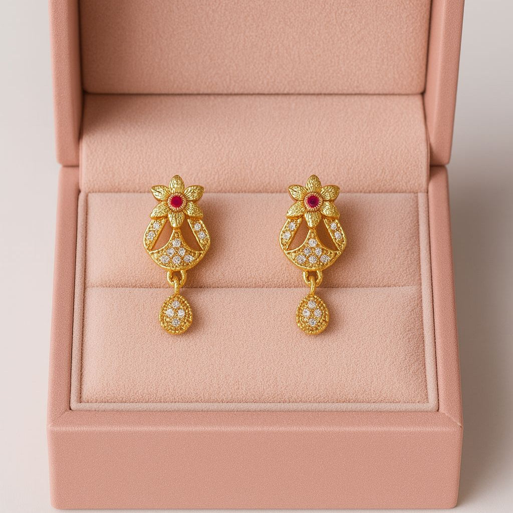 Zircon Earring-123 (Maroon)