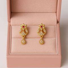Zircon Earring-123 (Maroon)