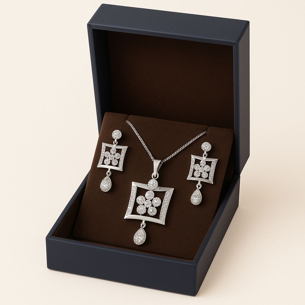 Zircon Locket Set-44 (Silver)