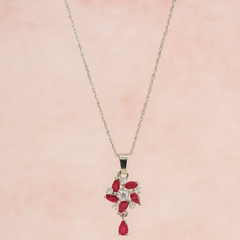Zircon Pendant-246 (Silver/Maroon)