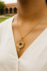Zircon Pendant-256 (Golden/Maroon)