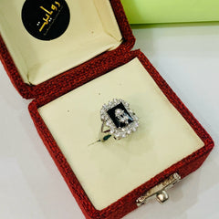 Zircon Ring-61 (Silver/Black)
