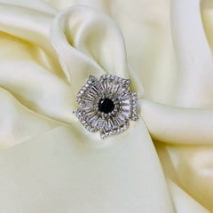 Zircon Ring-91 (Silver/Black)