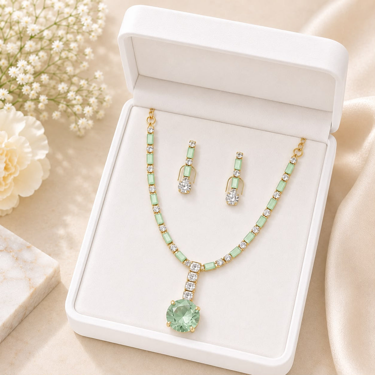 Zircon Locket Set-168 (Mint Green)