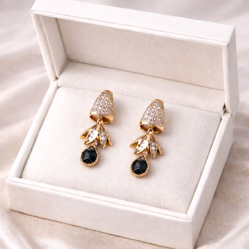 Zircon Earring-137 (Black)
