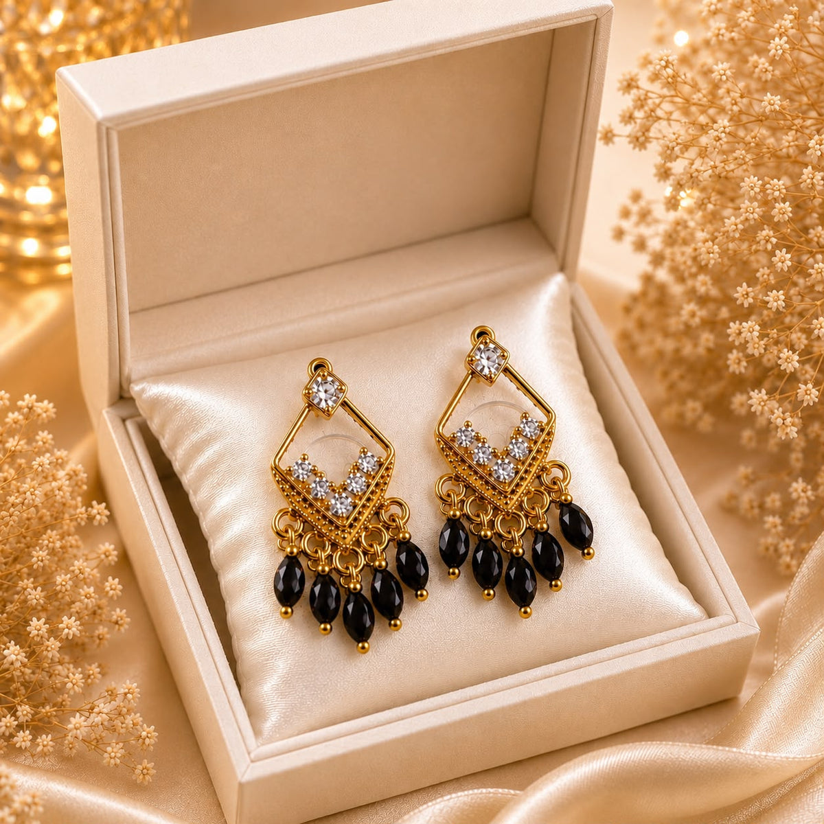 Zircon Earring-224 (Black)