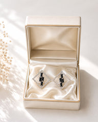Zircon Earring-222 (Black Silver)