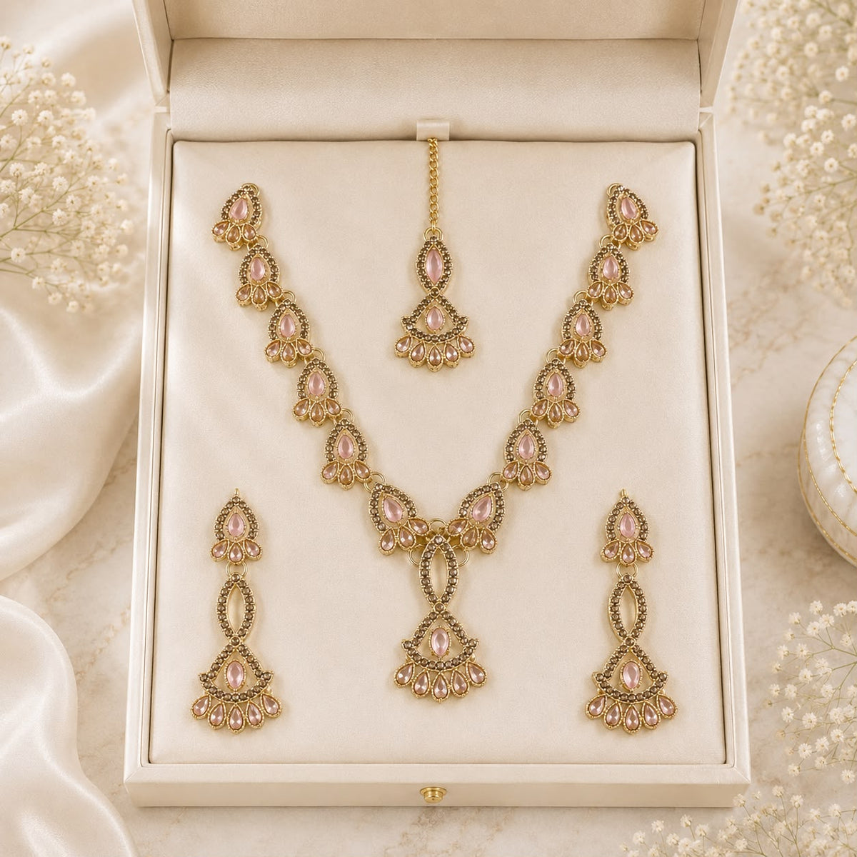 Zircon Necklace-53 (Pink)