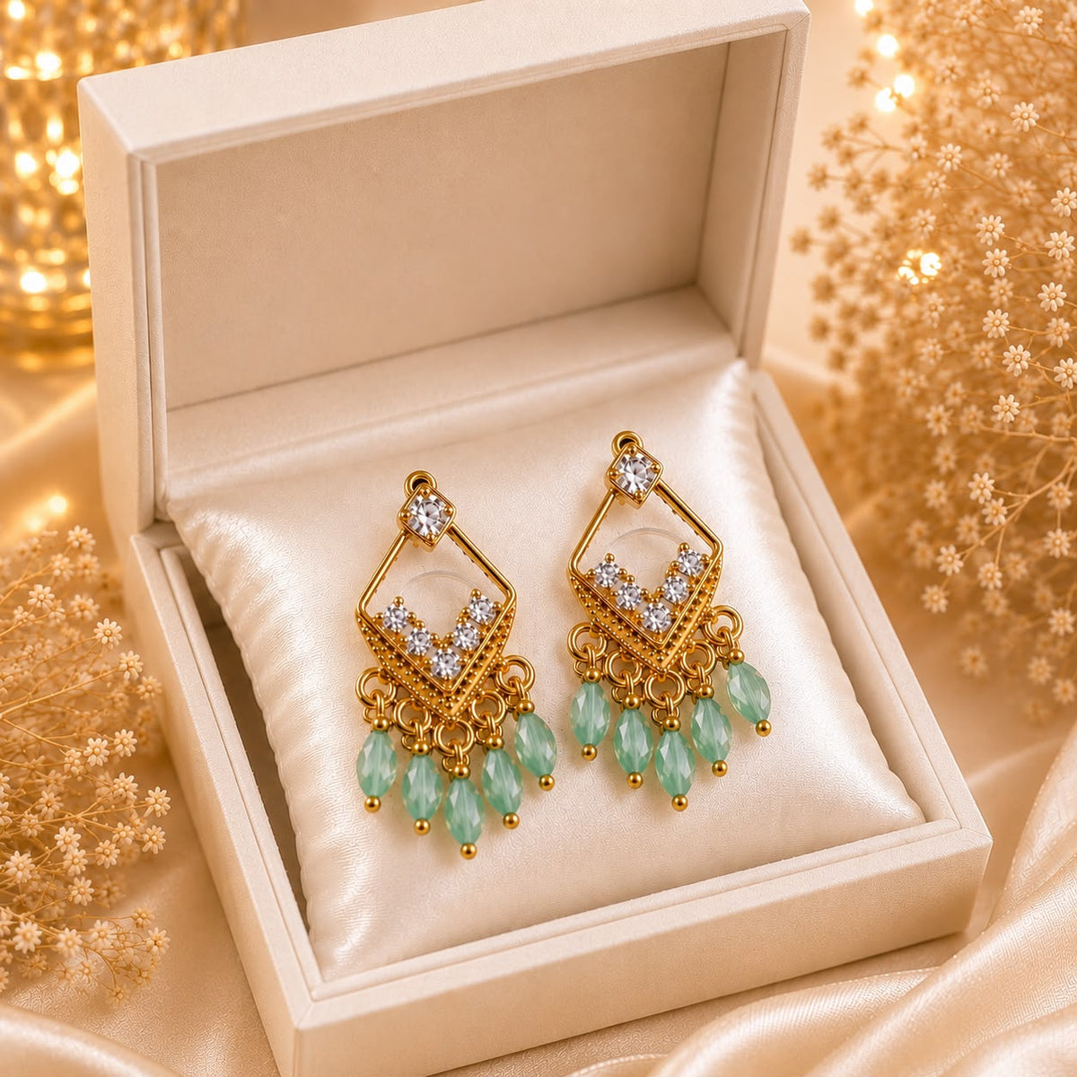 Zircon Earring-224 (Mint Green)