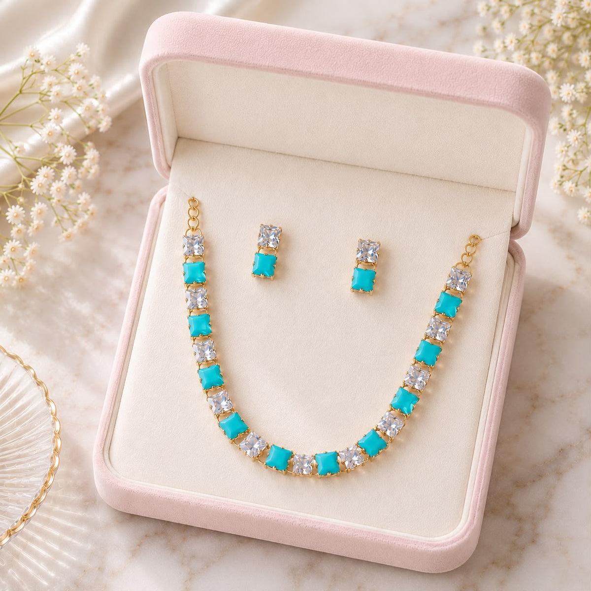 Zircon Locket Set-167 (Blue)