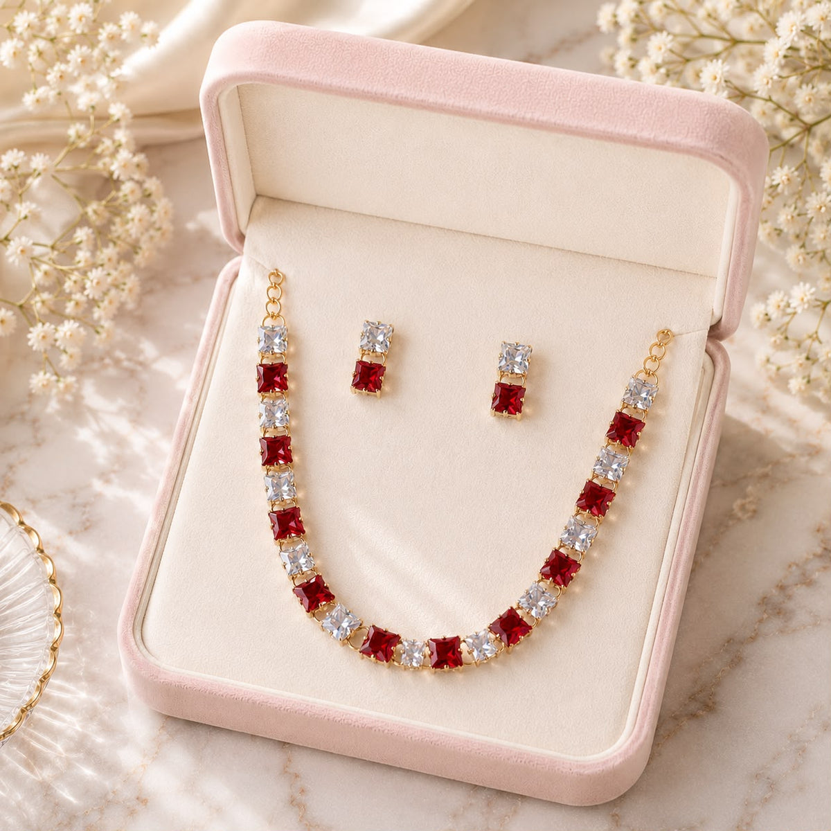 Zircon Locket Set-167 (Maroon)