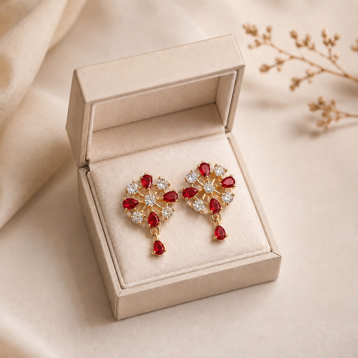 Zircon Earring-219 (Maroon)