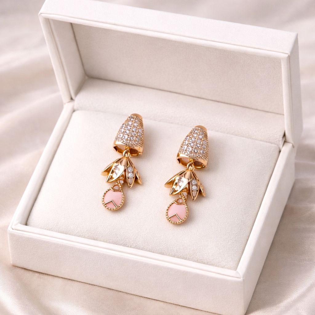 Zircon Earring-137 (Pink)