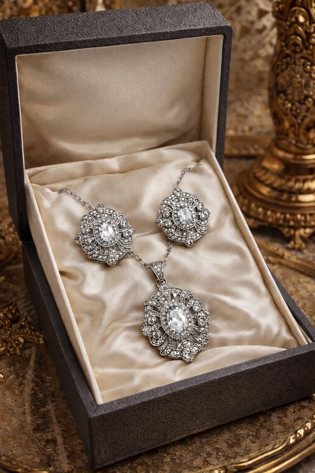 Zircon Locket Set-132 (Silver)