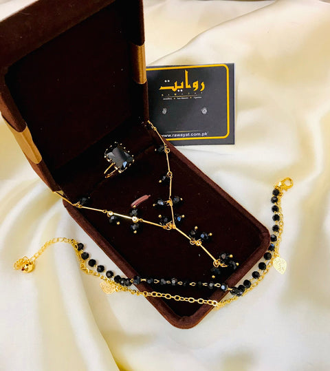 Bundle 11 Pack of Three (3) (Buy Black Gold Chain Black Ring And Black Anklet)