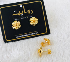 Golden Flower Studs - Rawayat Jewelry