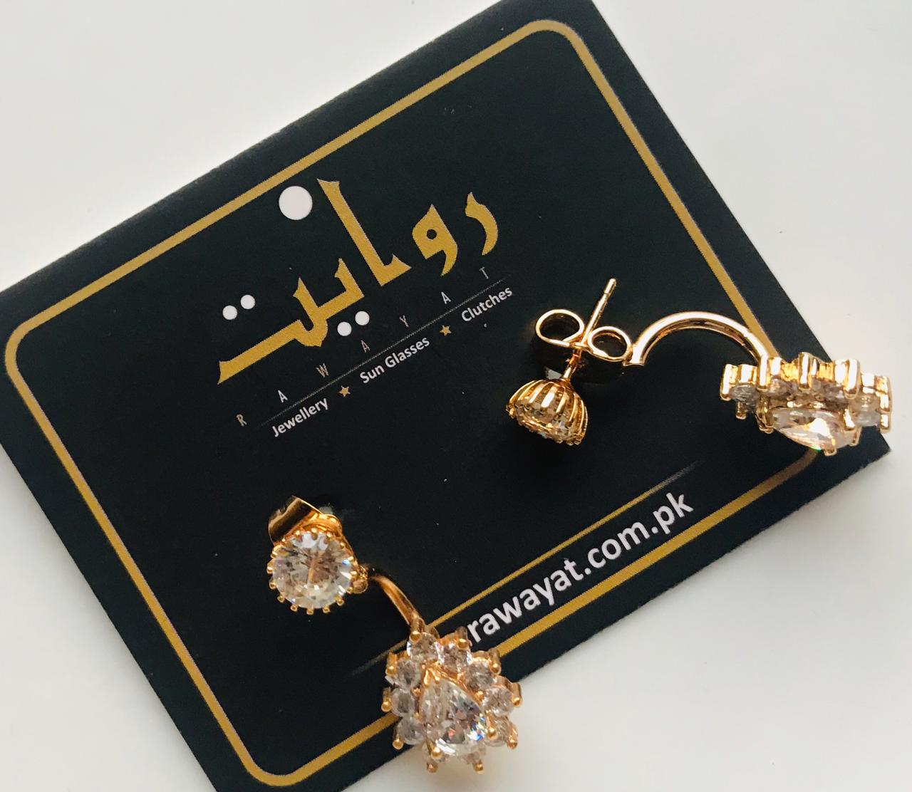 Double Zircon Earring - Rawayat Jewelry