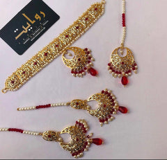 Hyderabadi Choker Set-15 (Red)