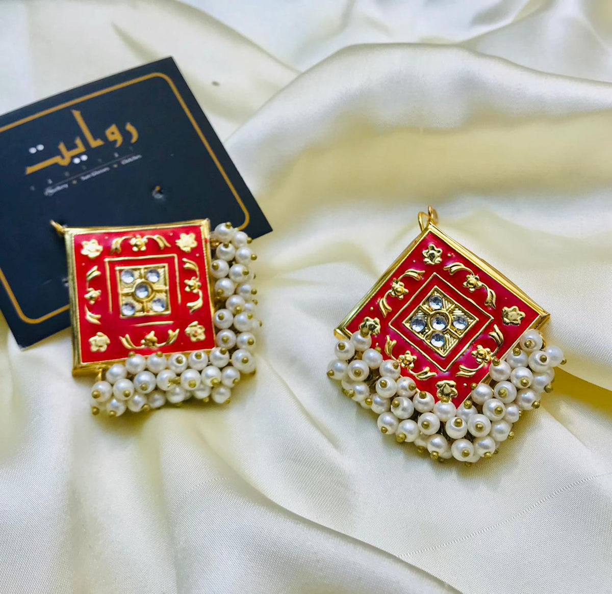 Meena Gajra Studs-01 (Red)