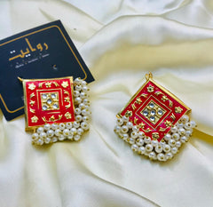Meena Gajra Studs-01 (Red)