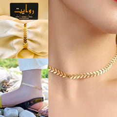 Leaf Mala , Anklet, Bracelet (Golden) (Pack of 3)