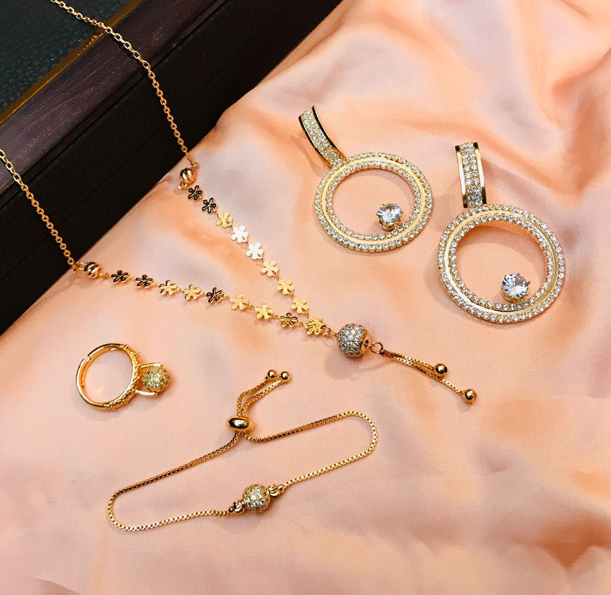 Zircon Ball Necklace-10 (Golden)