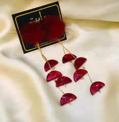 Poom Poom Earring-01 (Maroon)