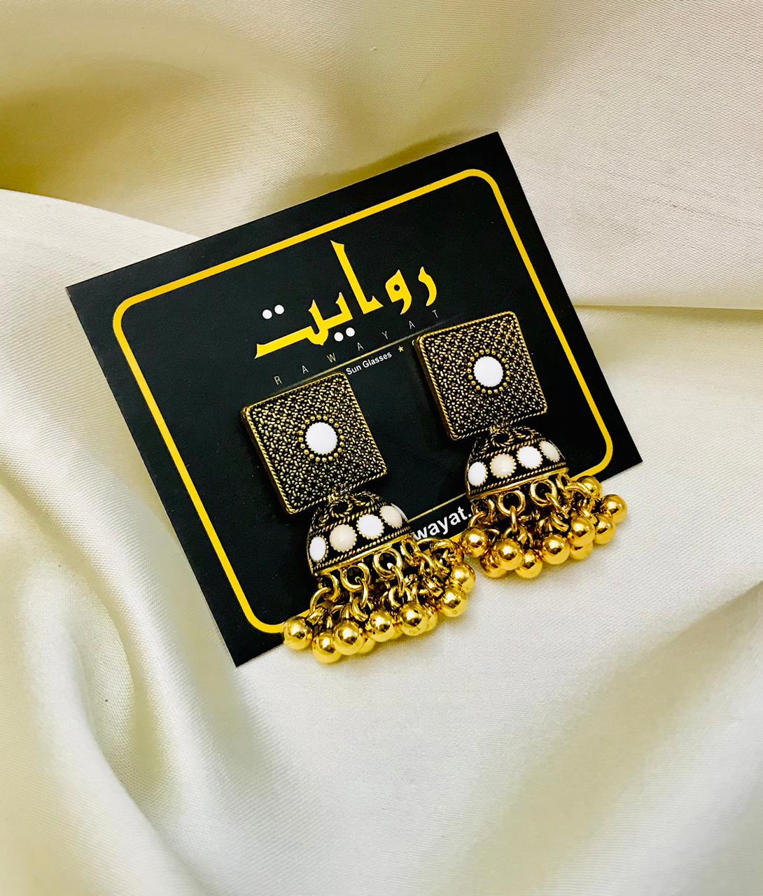 Oxidized Jhumka-102 (Golden/White)