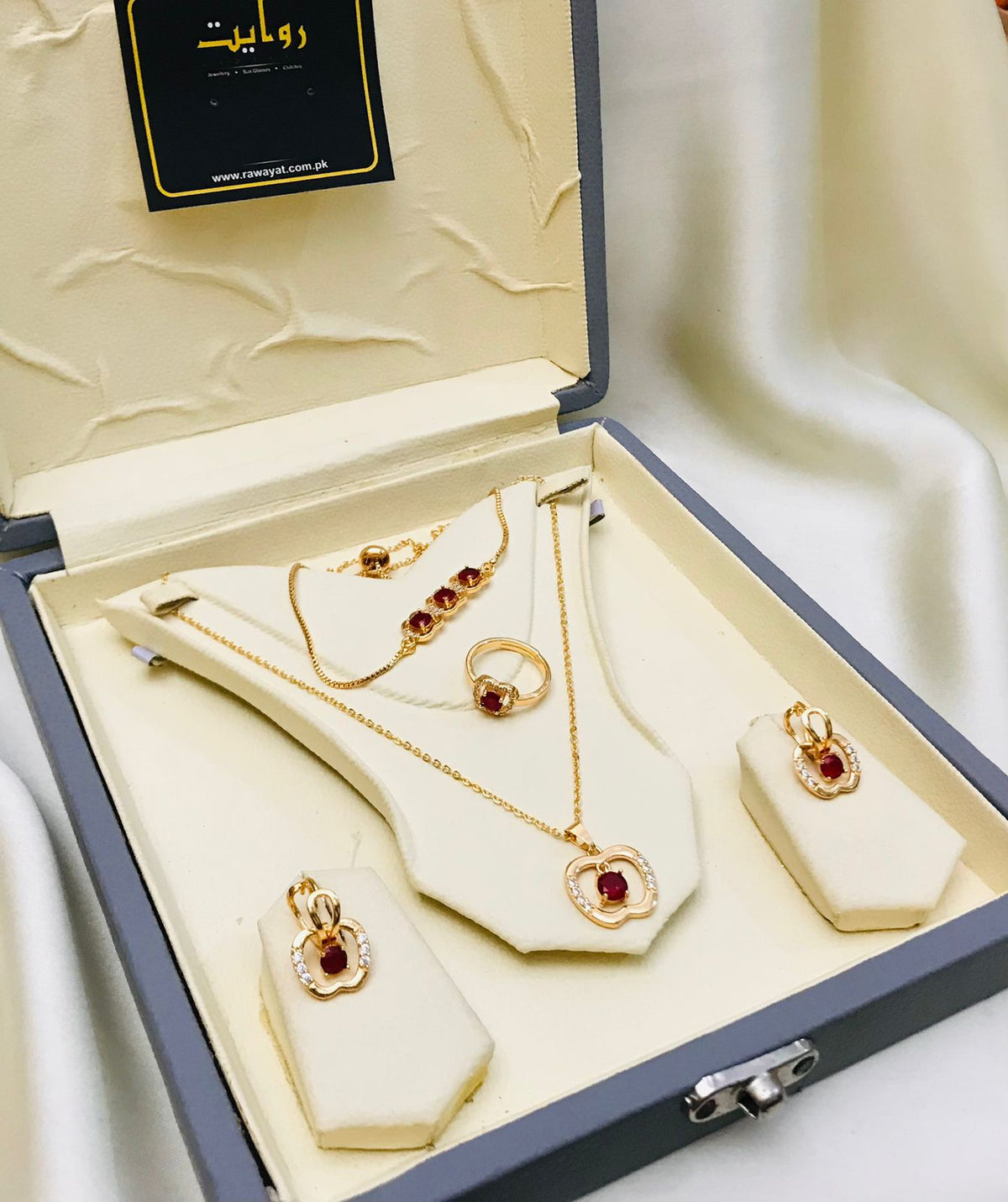 Zircon Locket Set-02 (Maroon)