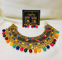 Oxidized Necklace-35 Golden( Naurateen)