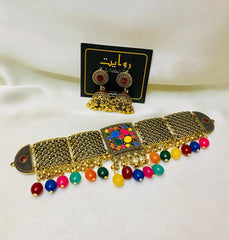 Oxidized Choker Set-16 Golden (Naurateen)