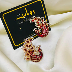 Peacock Earring-01 (Maroon)