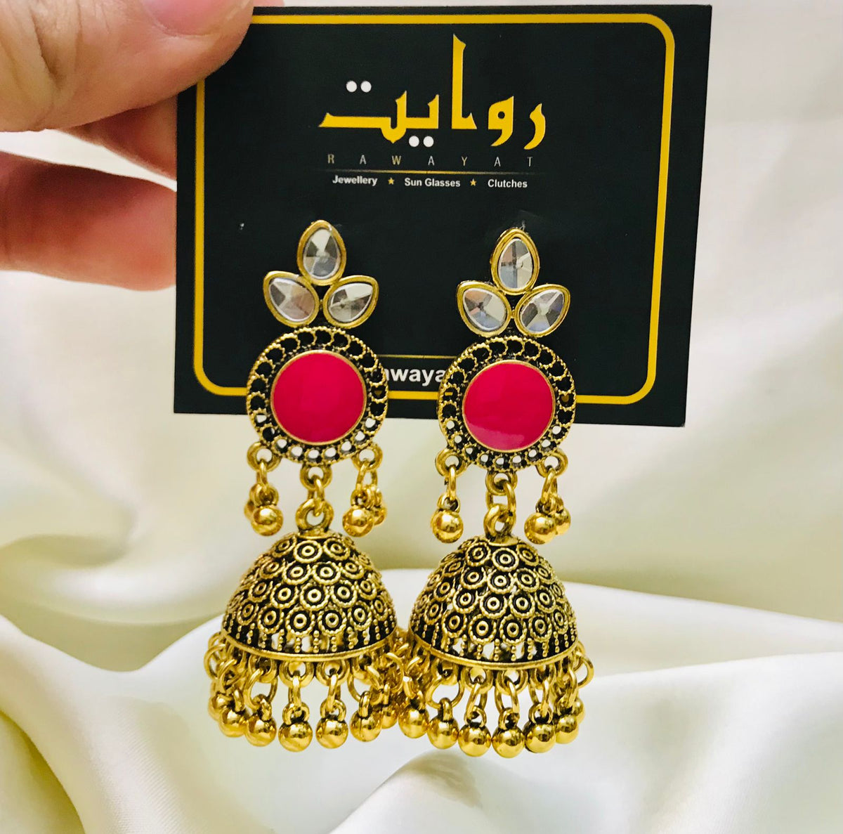 Oxidized Jhumka-110 (Dark Pink)