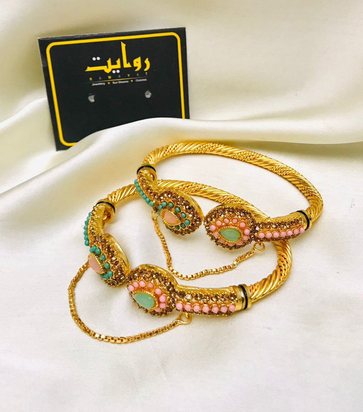 Braided Kara-77 (Pink/Ferozi)